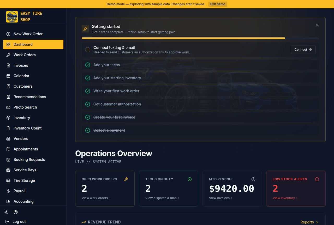 Dashboard screen